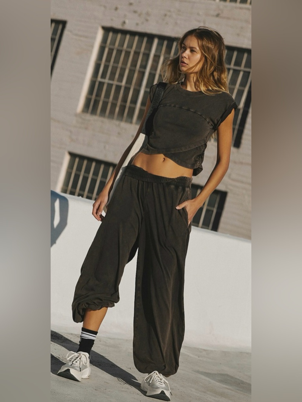 💫FP Movement by Free People Black Cropped Muscle Tee, XS, NWOT. PRISTINE!
